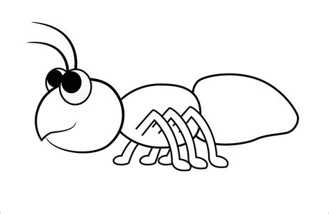 sketsa semut mudah  menguraikan karakter kartun semut lucu yang menunjuk